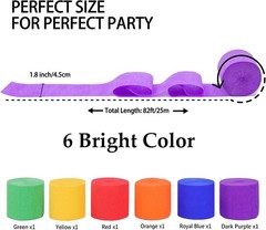 6 Rolls 492ft Rainbow Crepe Paper Streamers 6 Colors