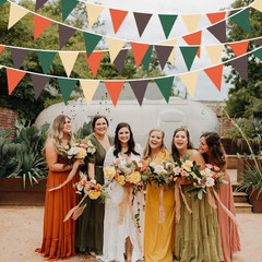 32Ft Orange Green Brown Party Decorations Triangle Flag Pennant Bunting Fabric G