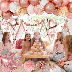 Rose Gold Birthday Party Decorations Kit for Women Girls, Foil Confetti Rose Gol