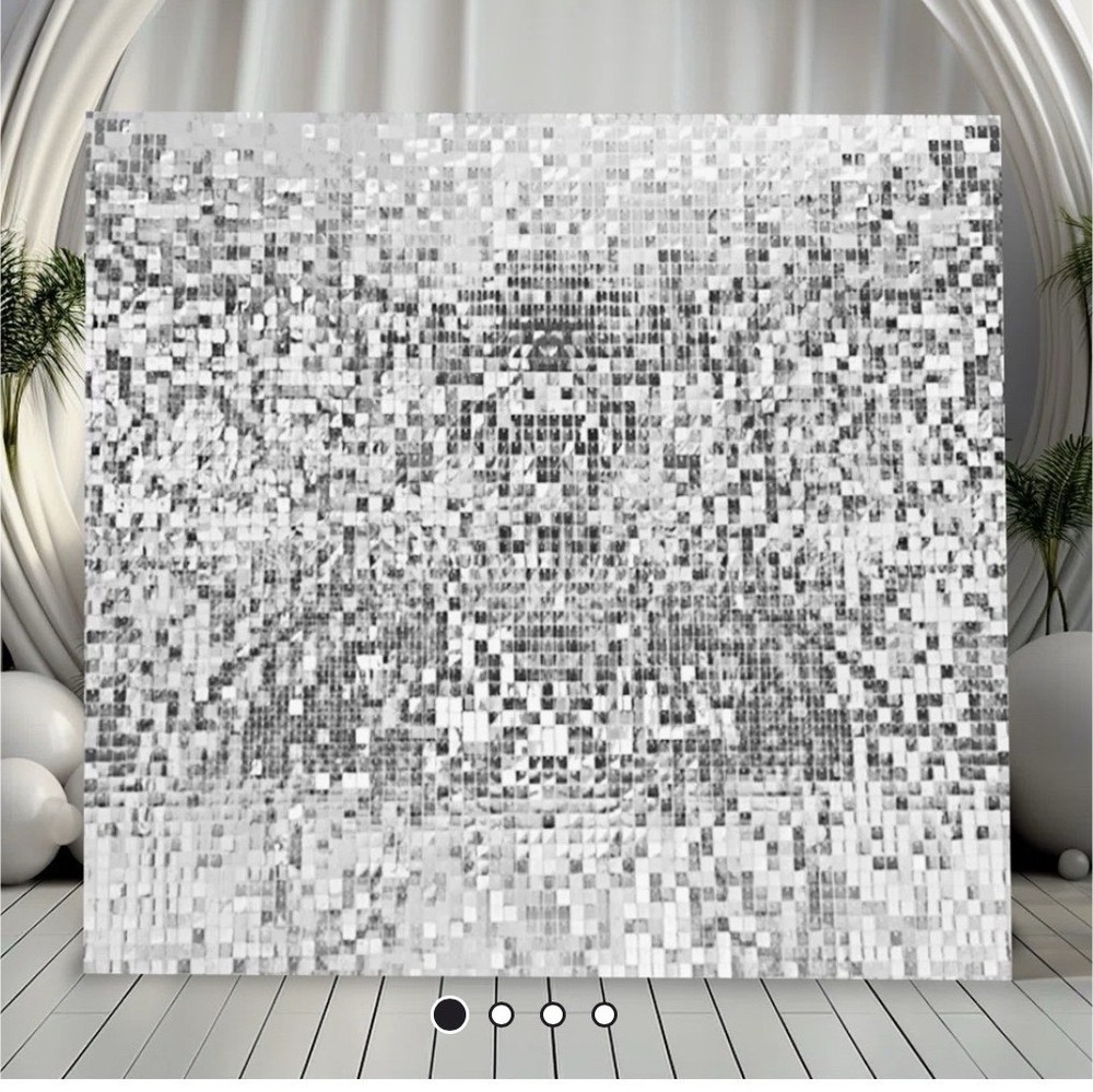 30 pieces Silver Sequin Party Backdrop Panel, Plastic Shimmer Wall Decoration