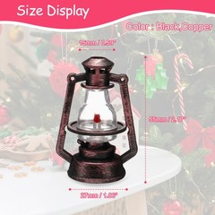 Dollhouse Micro Lantern, 2.17″ H, Plastic Mini Kerosene Lamp Black Copper, 8pcs