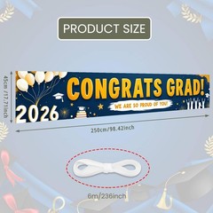 Congratulations Yard Banner Class of 2026 Graduation Party Decorations Blue Gold