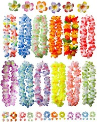 50 PCS Soft Hawaiian Leis Luau Party Decorations Tropical Favors Lei Flower…