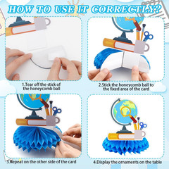 10 Pcs Back to School Decorations, First Day of School Table Toppers Honeycomb O