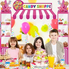 3 Pcs Candy Party Decorations Candy Theme Porch Banner Pink Sweet Candy Door …