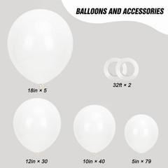 154pcs White Balloons Different Sizes 18 12 10 5 Inch Latex Balloons Garland …