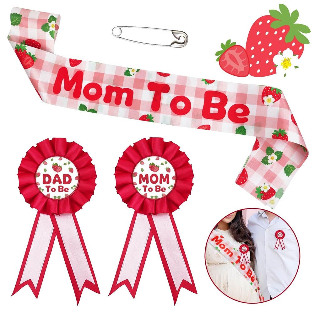 Lopeastar Strawberry Baby Shower Decorations Mom to Be Sash Dad Be…