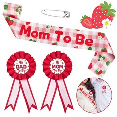 Lopeastar Strawberry Baby Shower Decorations Mom to Be Sash Dad Be…