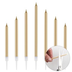 30 PCS Champagne Gold Long Birthday Candles, Thin Metallic Cake Candles, Tall…