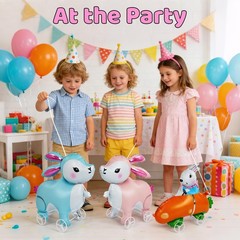 3Pcs Easter Walking Bunny Balloons With Wheels for , Pull Along Walking Bunny…