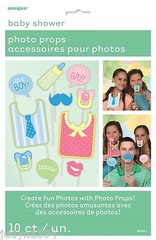 BABY SHOWER PHOTO BOOTH PROPS BIBS BOTTLE DUMMIES BOY OR GIRL PARTY DECORATIONS