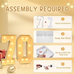 3FT Light-Up Foam Number 70: Stunning 70th Birthday Decorations for Adults