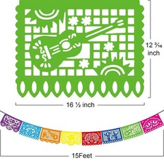 6PCS Mexican Party Decorations, 90FT Plastic Papel Picado Fiesta Party Banner…