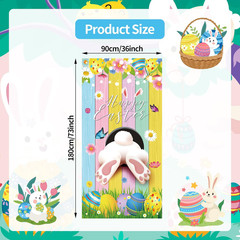 73 X 36 Inch Happy Easter Banner Door Cover, Colorful Bunny Butt and Egg Themed