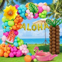 Tropical Balloon Arch Garland Kit, 178Pcs Hawaiian Luau Party Decorations, Gr…