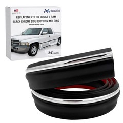Black Chrome Side Body Trim Molding Compatible with 1994-1997 Full Roll – 24 ft