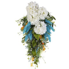 Minimalist Floral Wreath White Hydrangea 60 35cm for Festive Home Decor