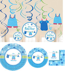 Boy’s Baby Shower Party Bundle of Plates, Napkins, Decorations