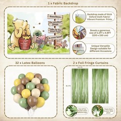 Classic Pooh Theme Party Decorations – Tablecloth, Toppers