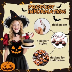 Halloween Cupcake Toppers, 24 Pcs Halloweens Birthday Decorations