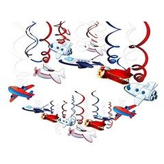 30Pack Airplane Hanging Swirls Fly Flight Ceiling Streamer Birthday Party