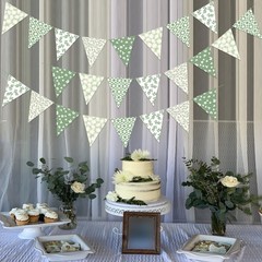 3pcs Sage Green Floral Triangle Bunting Banners Boho Greenery Pennant Flags f…