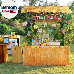 Abundant Tiki Bar Hut Kit, Portable Outdoor Tiki Bar Decor with Hawaiian Leis, H
