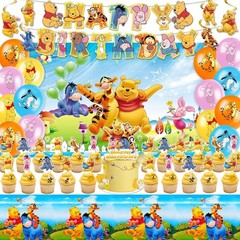 Winnie the Pooh Birthday Decorations, Party Supplies Set Include Banner, Backdro
