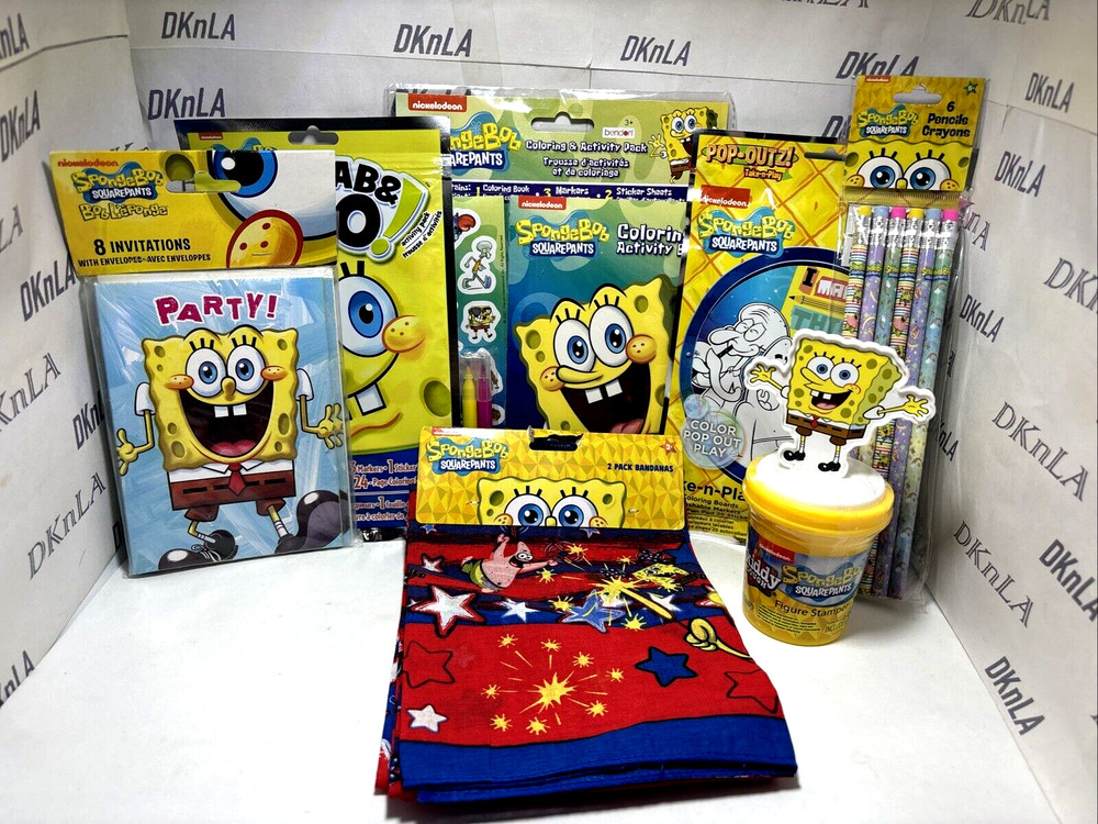 «Spongebob» Birthday Party Supplies, Invitations, Grab & Go Play Packs, Kiddy
