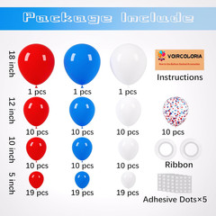 130Pcs Red White Blue Balloons Different Sizes 18″ 12″ 10″ 5″ Party Latex Balloo
