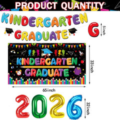Kindergarten Graduation Party Decorations,Include Banner,Hanging Swirls,Backdrop
