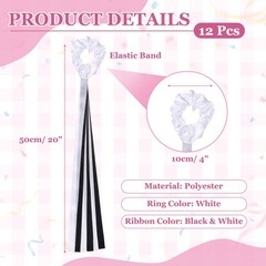 Rainbow Dance Ribbons, Wrist Streamers 20″ & 12 Pcs & Black & White