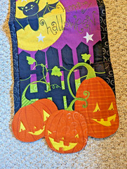 Halloween quilted table runner Bats Pumpkins , moon stars bats SALE
