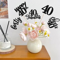 15 Pack Black 40th Birthday Centerpiece Sticks «Cheers to 40th Years»