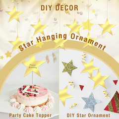 100 Pcs 6 Inch Gold Star Cutouts Double Printed Paper Stars Gold Star Decoration