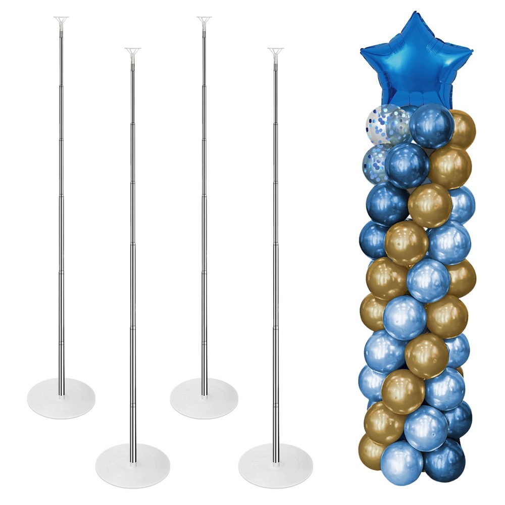 4 Sets Metal Balloon Stand, Balloon Arch Kit of 4, 7 Feet Adjustable, Durable…