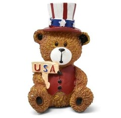 Patriotic Bear Figurines Set 4 Mini Teddy Bears Uncle Sam Resin Table Top