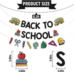 Back to School Banner – First Day of School Classroom Decor, Apples Pencil Garla