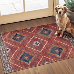 Area Rug 2×3 Rug Machine Washable Non-Slip Low Pile Print Pattern Western Rug…