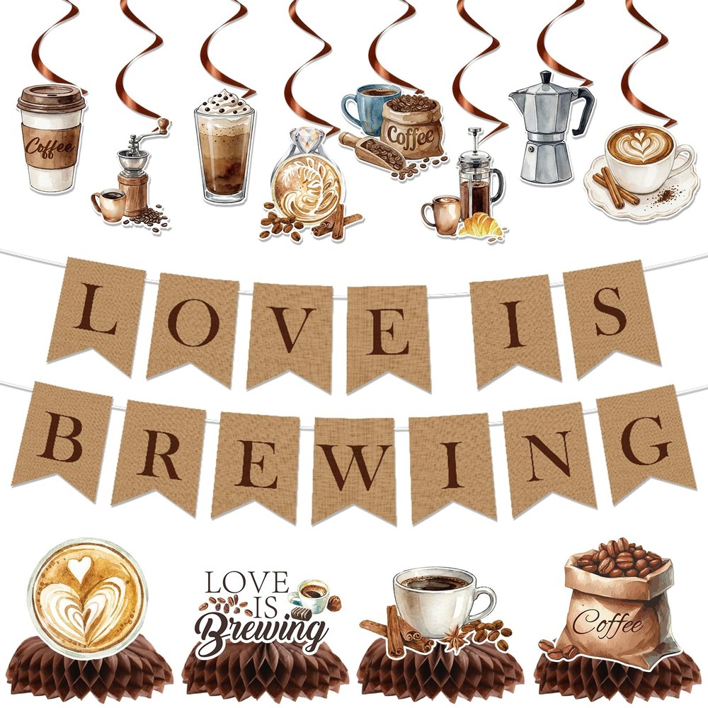 Love Is Brewing Bridal Shower Decorations, Coffee Bridal Shower Banners with …