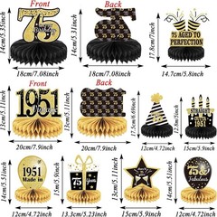 9PCS 75th Birthday decorations 75th birthday Cente