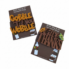 Thanksgiving Glitter Message Holiday Wraps Wine Bottle Jar Mug Candle Set of 2