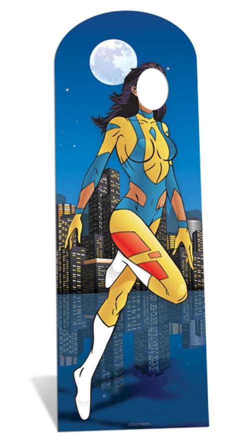 Female Superhero Cardboard Cutout Stand In. Great for themed parties and events