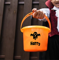 Personalised Halloween Bucket Decal Spooky Halloween Trick or Treat Name Sticker