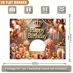 1pc Romantic Flower Crown Personalized Birthday Custom Tapestry Party Backdrop❀