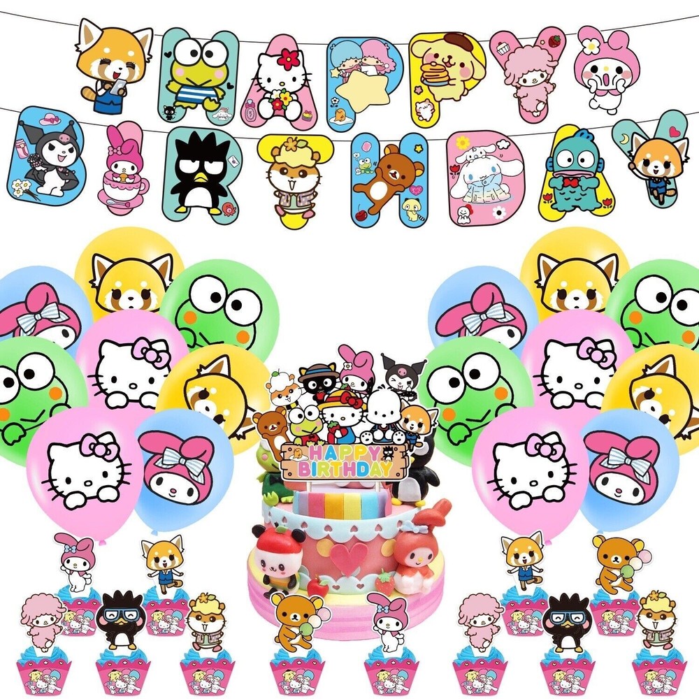 Kawaii Hello Kitty & Friends Theme Birthday Party Decorate Supplies Set US Stock