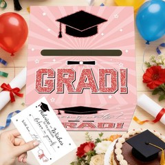 Multipurpose Pink Grad Card Box – Includes 50 Advice Cards for Celebrations