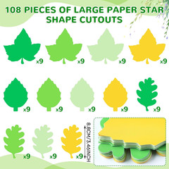 108 Pcs Summer Paper Leaf Cutouts for Bulletin Board Decor 3.5 Inch Paper Lea…