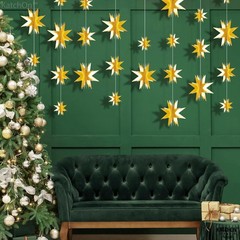 KatchOn, 3D Gold Star Garland Decorations – 30 Feet, Pack of 3 | 3d