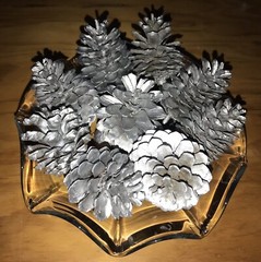 12 PCS Silver Painted Australian Natural Pine Cones 3-5 Cm ALL SEASONS